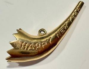 lot 16JT image: Vintage 14K Gold Happy New Year Charm Pendant