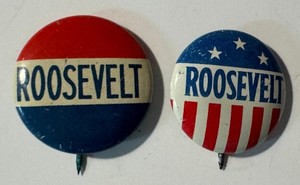 lot 27LB image: Vintage Green Duck Co. Roosevelt Campaign Pinbacks Pair
