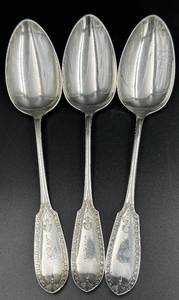 lot 30JM image: Three Vintage Sterling Silver Spoons - Monogram MCR