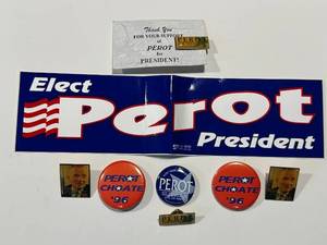 lot 50LB image: Vintage Perot for President 1996 Campaign Memorabilia - Vintage Sticker & Pin Backs