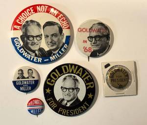 lot 51LB image: Vintage 1960s Goldwater Political Campaign Pinbacks  Buttons