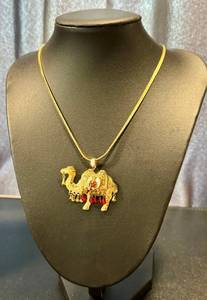 lot 58JT image: Vintage Shriners Camel Pendant - Masonic Gold-Tone, 17-inch Chain