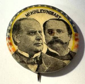 lot 59LB image: Antique McKinley & Hobart Campaign Pin Back
