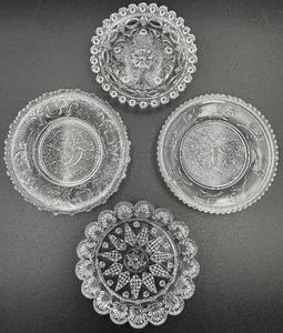 lot 57KC image: Antique Early American Pressed Glass Cup Plates - Lot of 4