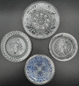 lot 69KC image: Antique Early American Pressed Glass Cup Plates - Assorted Lot of 4