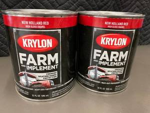lot 12 image: MIL 1 - Krylon Farm & Implement New Holland Red High Gloss Enamel 32 fl oz - (Lot of 2)