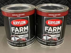 lot 18 image: MIL 1 - Krylon Farm & Implement Sandable Red Oxide Primer - 32 FL OZ (946 mL) (Lot of 2)