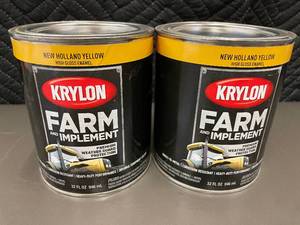 lot 19 image: MIL 1 - Krylon Farm & Implement Enamel 32 oz - New Holland Yellow High Gloss (Lot of 2)