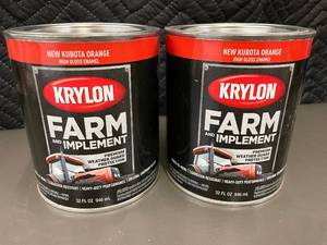 lot 27 image: MIL 4 - Krylon Farm & Implement Spray Enamel - Kubota Orange - 32 oz (Lot of 2)