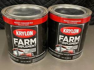 lot 29 image: MIL 4 - Krylon Farm & Implement - Massey Ferguson Red High-Gloss Enamel - 32 oz (946 mL) (Lot of 2)
