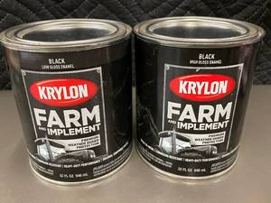 lot 30 image: MIL 4 - Krylon Farm & Implement Black Enamel 32 oz - Lot of 2 (Low Gloss & High Gloss)