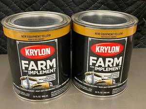 lot 40 image: MIL 4 - Krylon Farm & Implement Spray Paint - New Equipment Yellow, High Gloss Enamel - 32 oz - (Lot of 2)
