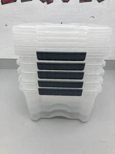 lot 175 image: Stackable Clear Plastic Storage Bins (Set of 5)