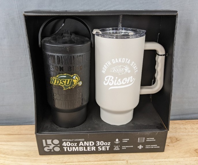 lot 14H image: Logo Brands NDSU Bison 40oz and 30oz Tumbler Gift Set $40 - Brand New