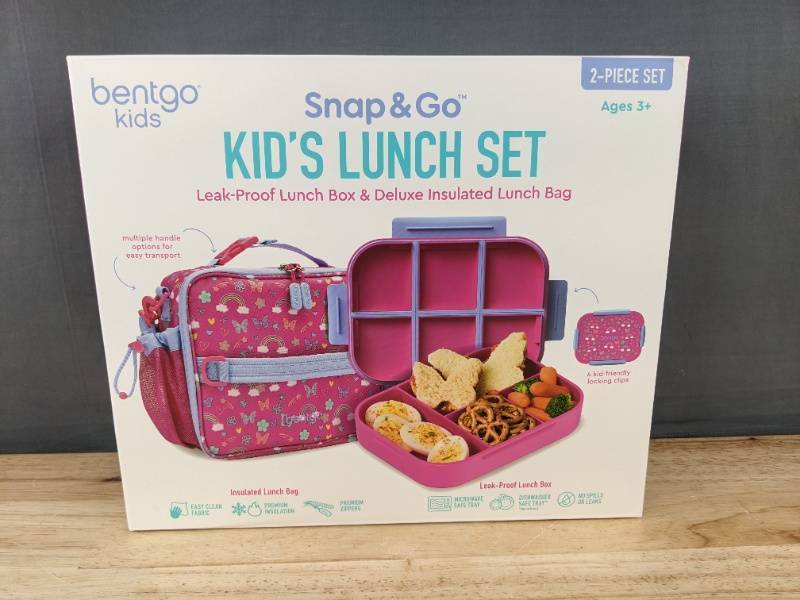 lot 125T image: Bentgo Kids Snap & Go Rainbow Butterfly Lunch Set - Brand New
