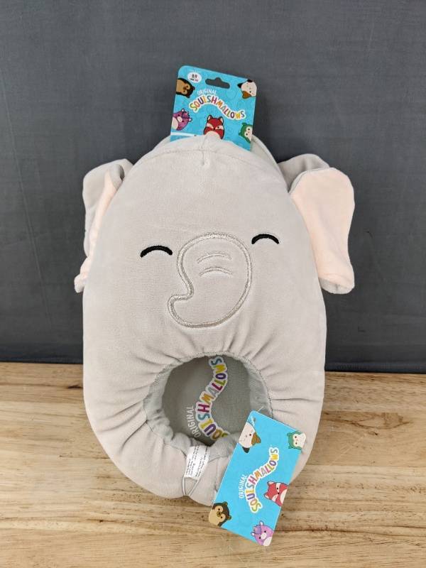 lot 62L image: Squishmallows Elephant Slippers Size 89 - Brand New