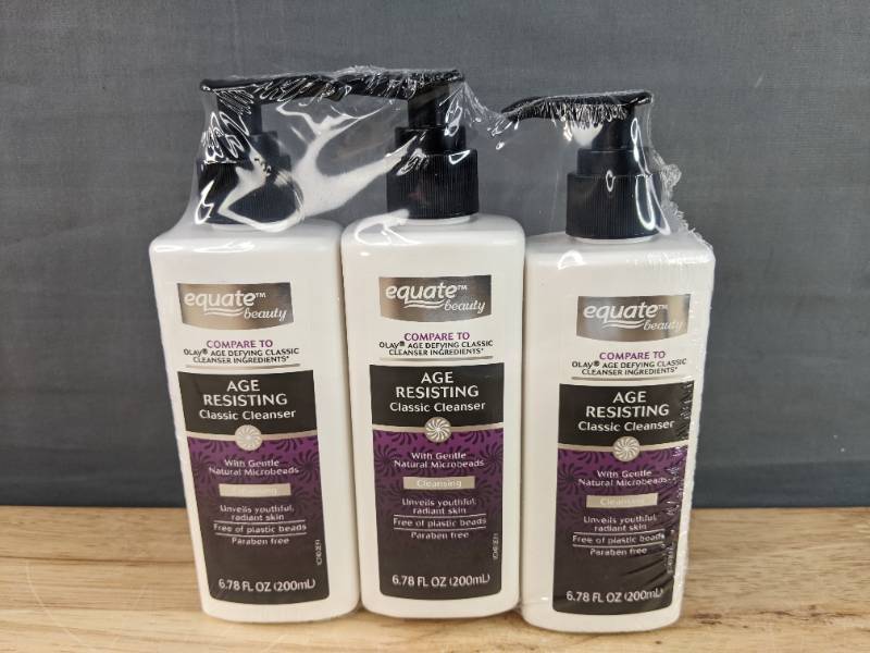 lot 33K image: 3 Brand New Bottles Equate Age Resisting Classic Cleanser for Healthy Younger Looking Skin, 6.78 fl oz Each