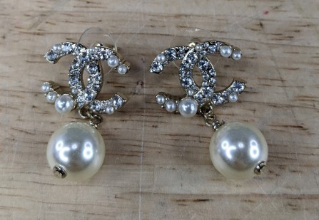 lot 180T image: Brand New Pierced Earrings with Crystal Accents and Pearl Drops - Brand New