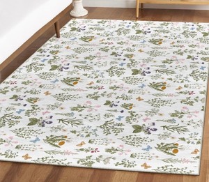 lot 23M image: Artoid Mode Wild Floral Antique Herbs 5x7 Area Rug, Low-Profile for Entryway Bedroom Living Room Laundry Room Indoor - Brand New A