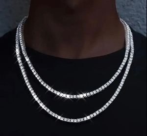 lot 19W image: VVS1 Moissanite 20 Silver Plated Tennis Necklace - Brand New