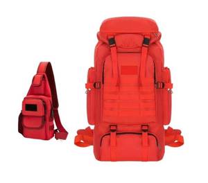 lot 24G image: Tactical Hiking Utility Backpack with Crossbody Bag, Red - Brand New