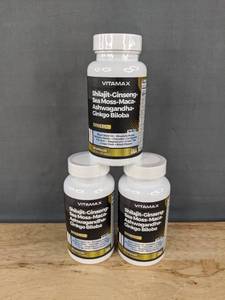 lot 84F image: VITAMAX Shilajit & Ginseng & Sea Moss & Ashwagandha & Ginkgo Biloba, 3 Total, 180 Capsules - Brand New