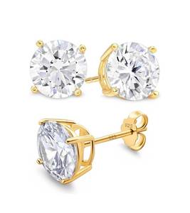 lot 144W image: Sterling Silver Stud Earrings 18K White Gold Plating CZ Stone - Brand New