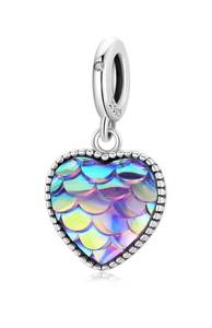 lot 61G image: Pandora Mermaid Fish Scale Heart Charm 925 Sterling Silver - Brand New