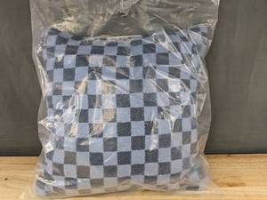 lot 161 image: Blue Checkered Throw Pillow 15in Square - Brand New