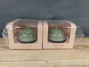 lot 200 image: 2 Green Desk Bells Distract Me, Please - Brand New