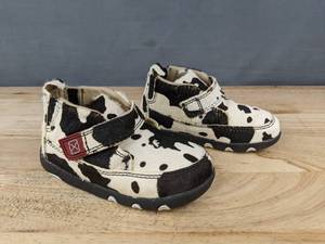 lot 242 image: Cow Print Leather Baby Shoes Size 7 Months A