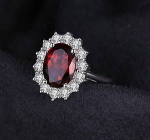 lot 62W image: Garnet Ring 925 Sterling Silver Size 6 - Brand New