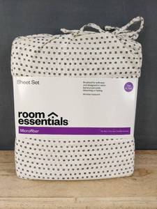 lot 354 image: Room Essentials Microfiber Sheet Set Twin Black and White - Brand New