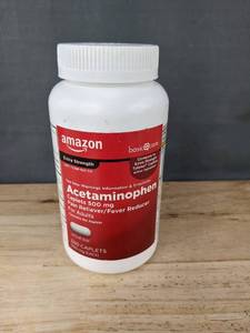 lot 123W image: 500 Amazon Basics Extra Strength Acetaminophen Caplets 500 mg - Brand New