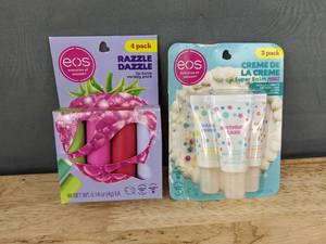 lot 67F image: 4 EOS Razzle Dazzle Lip Balms & 3 EOS Creme De La Creme Lip Balm - Brand News