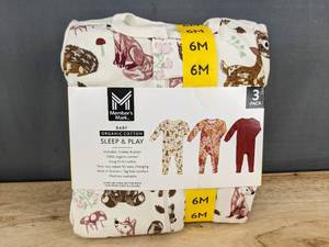 lot 136W image: 3 Members Mark Baby Organic Cotton Sleep & Play Size 6M - Brand New