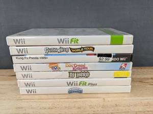 lot 86F image: 7 Nintendo Wii Games - Guitar Hero World Tour, Skylanders Spyros Adventure, Wii Fit Plus C