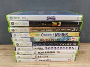 lot 126F image: 10 Xbox 360 Games - Call of Duty Modern Warfare 2, Once Upon a Monster, BioShock Infinite, Halo 3 ODST, NCAA Football 10, FIFA 14 C