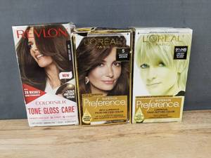 lot 521 image: 3 Box Hair Colors Revlon Colorsilk and Loreal Paris  - Brand New
