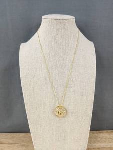 lot 522 image: Kelmal Collection R Initial 14K Gold Plated Necklace - 18in Chain & 2in Extender - Brand New