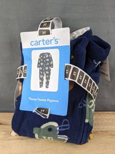 lot 531 image: Carters Fleece Footie Pajama - Football Theme 3T - Brand New