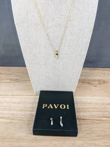 lot 97F image: 3 Charms with PAVOI 14K Gold Plated Necklace 18 - Brand New