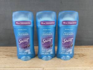 lot 147W image: 3 Secret Relaxing Lavender Invisible 2.6oz Solid Deodorant - Brand New