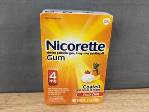 lot 50F image: 100 Nicorette Gum Fruit Chill 4 mg Pieces - Brand New