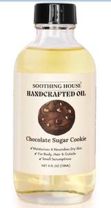 lot 570 image: Soothing House Handcrafted Chocolate Sugar Cookie Body Oil 4 Fl. Oz - Brand New
