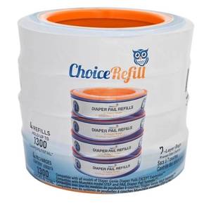 lot 609 image: 4 ChoiceRefill Diaper Pail Refills 7-Layer Bags - New