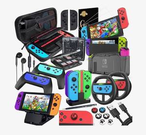 lot 135W image: Dewitw Nintendo Switch Accessories Kit Case, Grips, Wheels, Screen Protector - Brand New