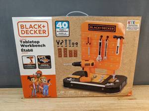 lot 92W image: Black & Decker Junior Tabletop Workbench, 40 Tools & Accessories $40.00 Retail - Brand New