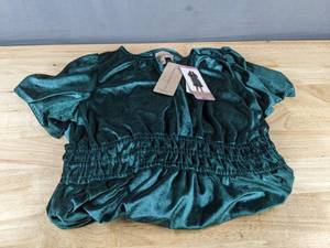 lot 671 image: French Connection Velvet Green Dress, Womens Small - Brand New