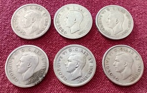 lot 7 image: (6) Canadian Silver Dimes